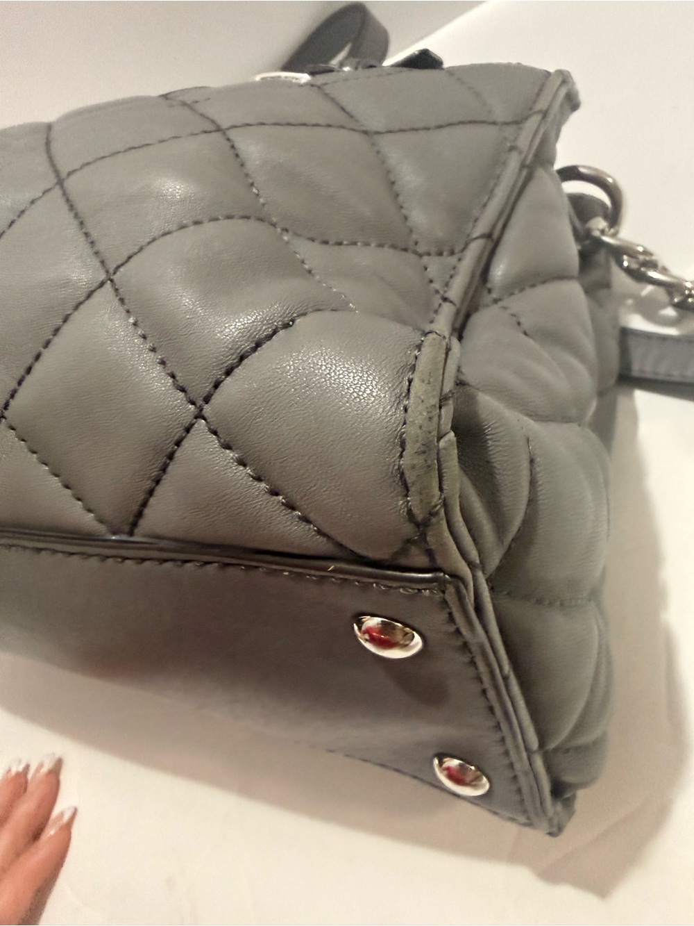 Michael Michael Kors Gray Quilted Leather Satchel Crossbody - Picture 5 of 14